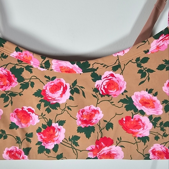 Aerie Floral Sports Bra Tan Pink Medium Support Size Small - Picture 4 of 7